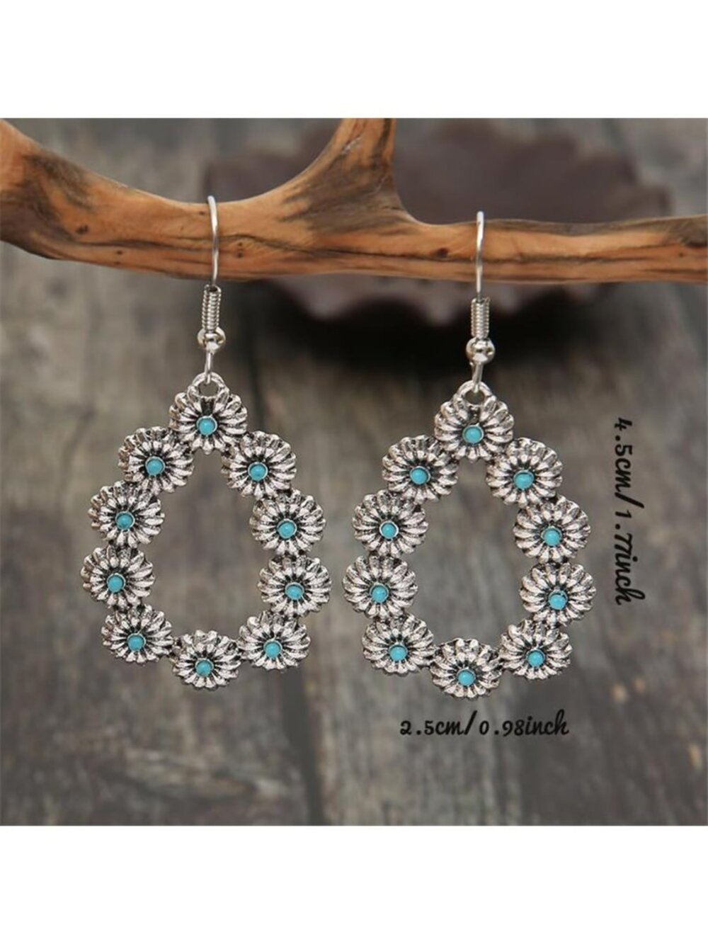 Boho Western Rodeo Turquoise Earrings Vintage Western Jewelry for - Picture 2 of 7